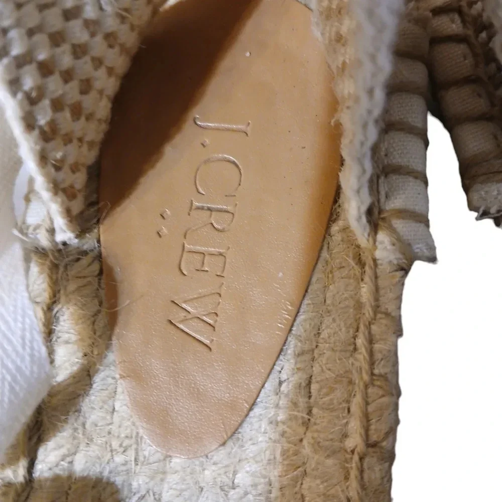 J CREW YELLOW AND WHITE GINGHAM LACE UP D'ORSAY ESPADRILLE SANDALS 6.5